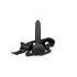 Ouch! Ribbed Hollow Strap-On 8 in with Balls - Black