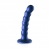 Ouch! Beaded Silicone G-Spot Dildo - 5 Inch Metallic Blue