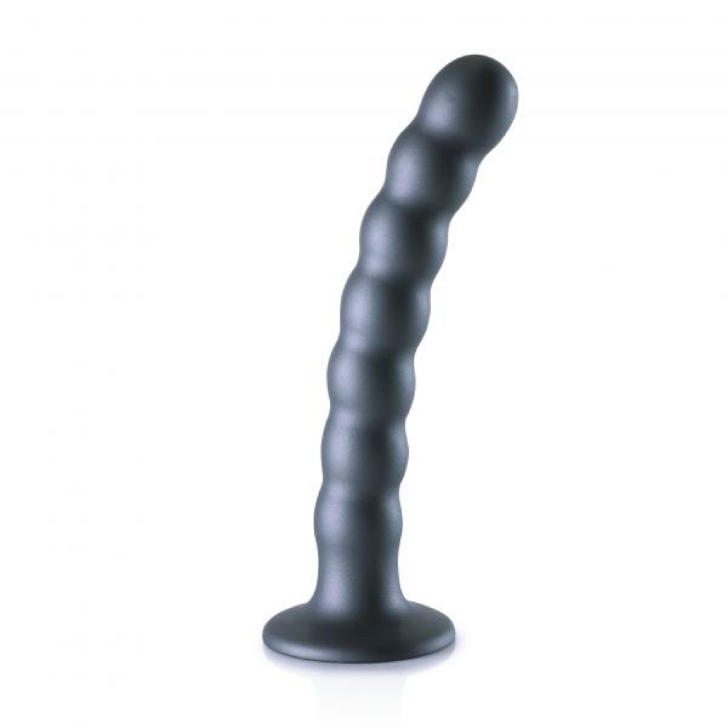 Ouch! Beaded Silicone G-spot Dildo 6.5 In Gunmetal - Elevated Sensory Experience