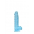 Realrock 6in Clear Blue Realistic Dildo with Balls