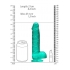 Realrock 8in Realistic Dildo with Balls - Turquoise