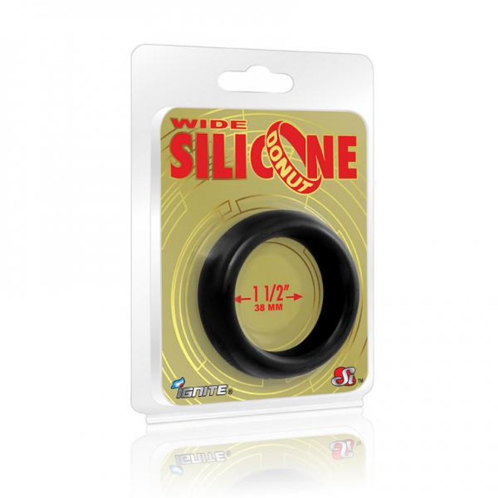 Ultimate Pleasure with the Wide Silicone Donut Ring - Black 1.5