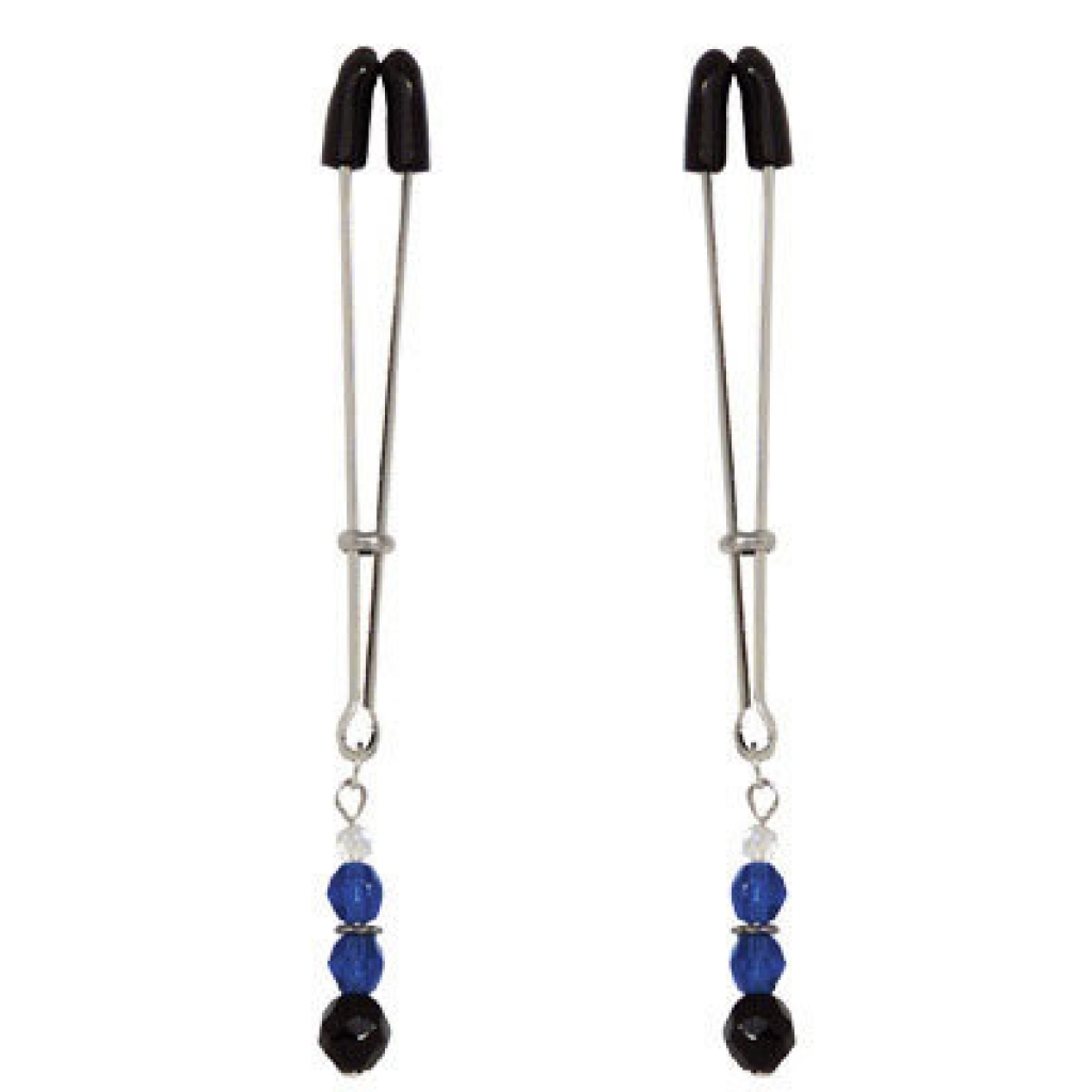 Blue Beaded Nipple Clamps With Tweezer Tip Blue