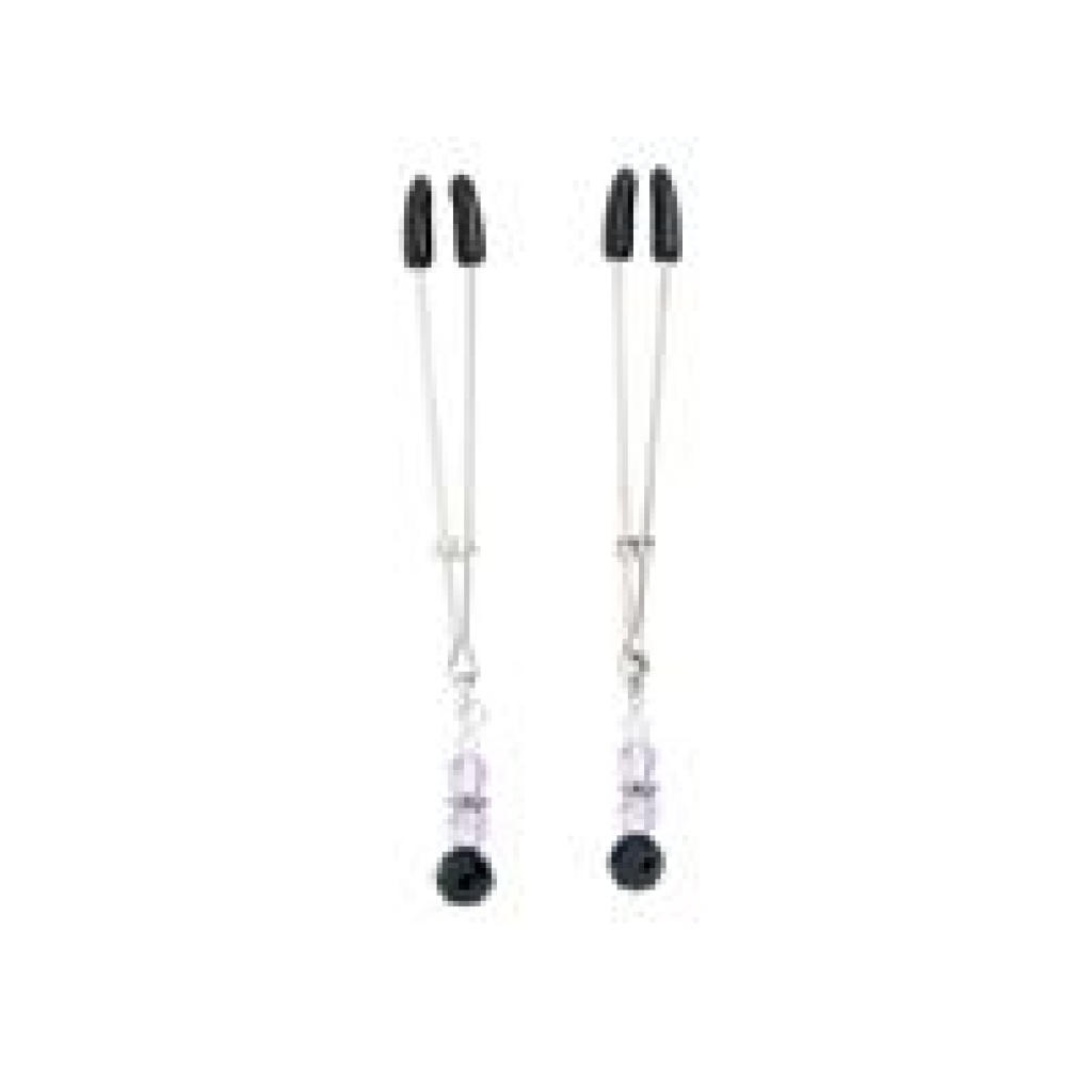 Purple Beaded Nipple Clamps With Tweezer Tip - Purple