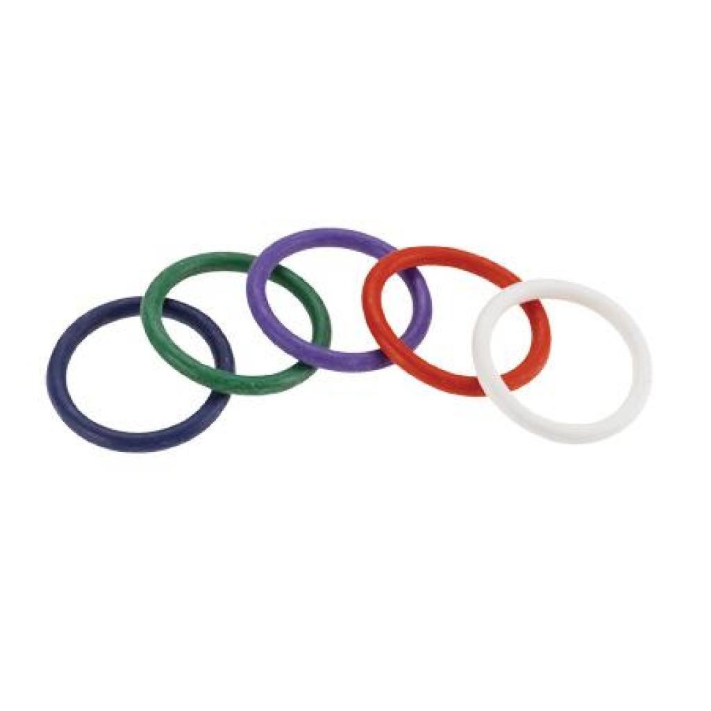 Vibrant Rainbow Rubber C Ring Set - 5 Colors, 1.5 Inch