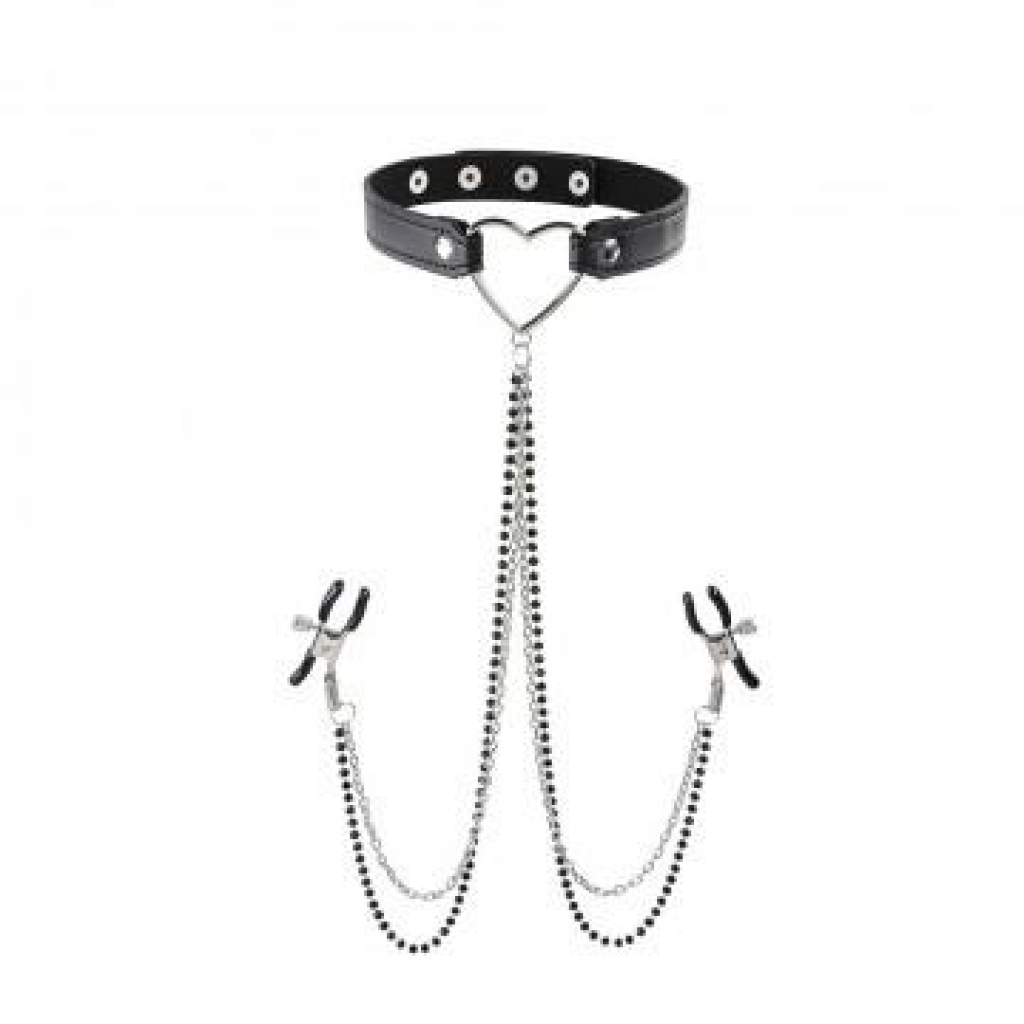 Sex & Mischief Amor Collar with Nipple Jewelry - Fun BDSM Accessory