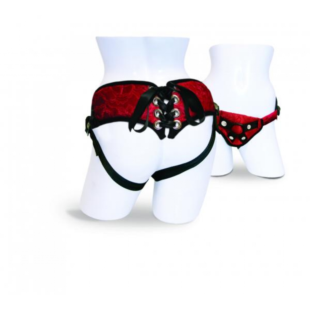 Red Lace Corsette Strap On Harness