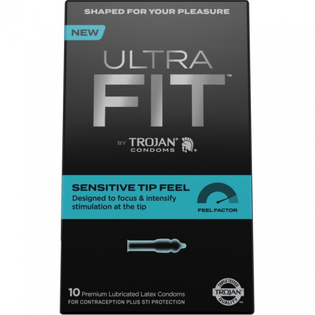 Trojan Ultrafit Sensitive Tip Latex Condoms - 10 Count