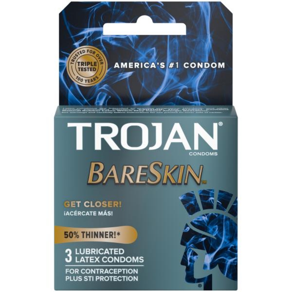 Trojan Bareskin Raw Condoms - 3ct