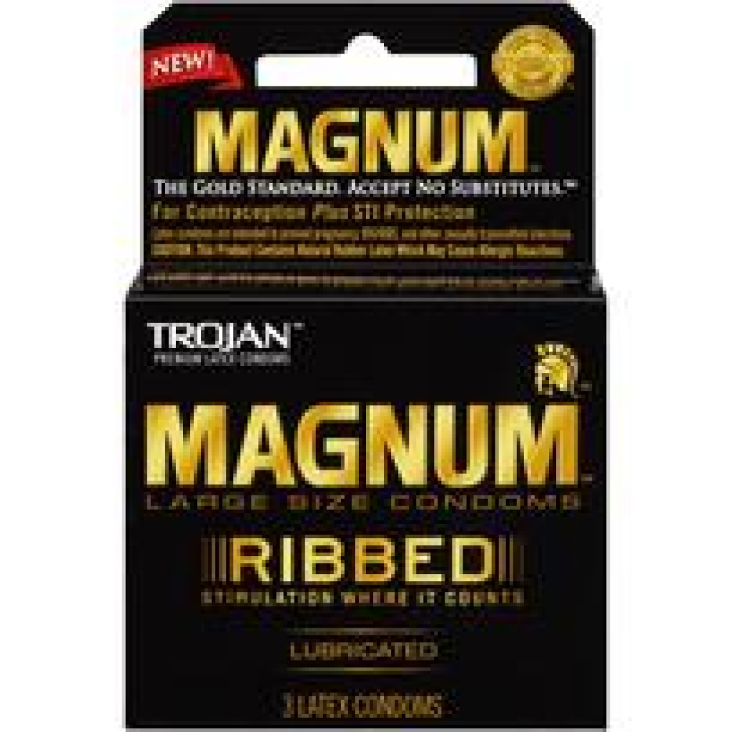 Trojan Magnum Ribbed Latex Condoms - 3 Pack