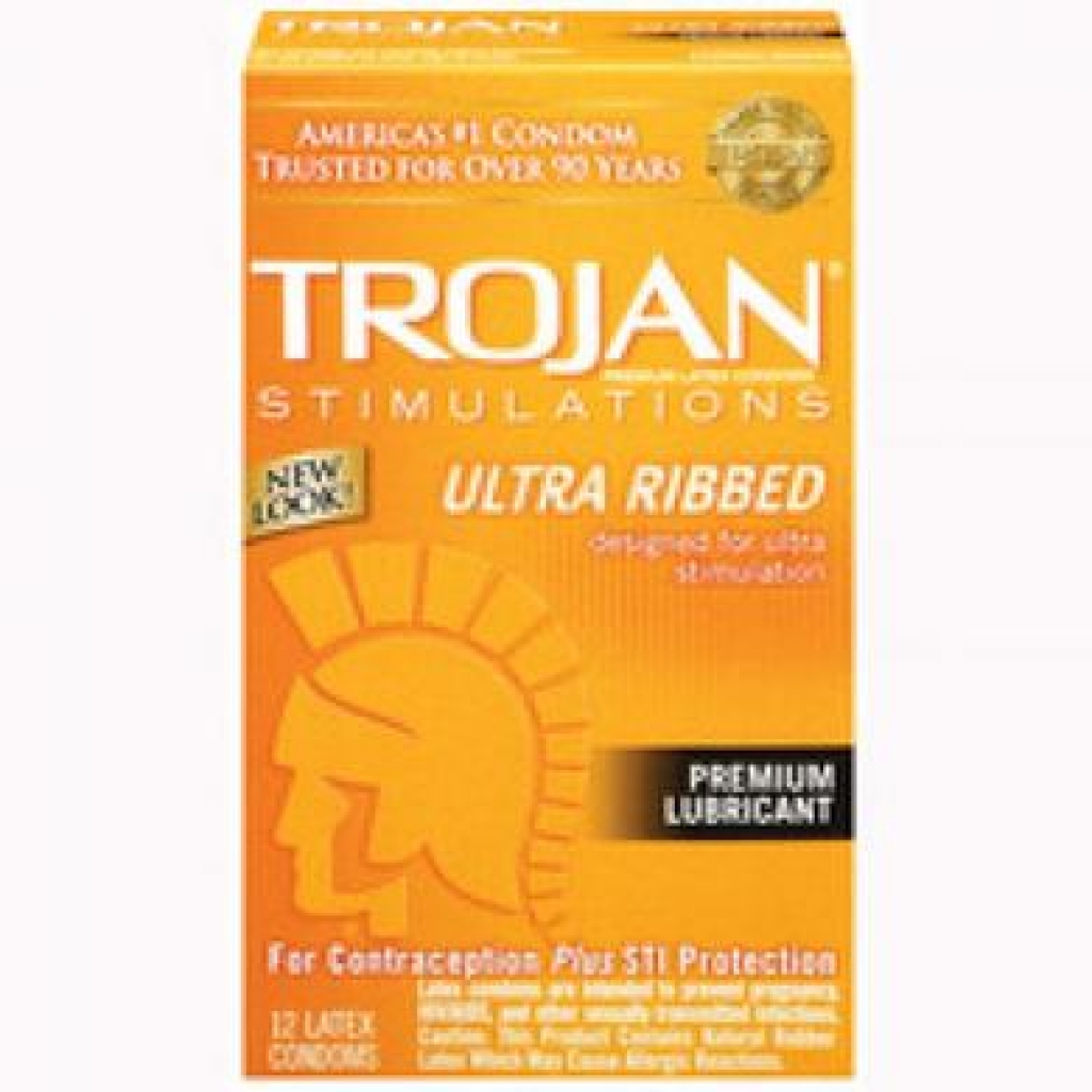 Trojan Stimulations Ultra Ribbed - 12 Pack