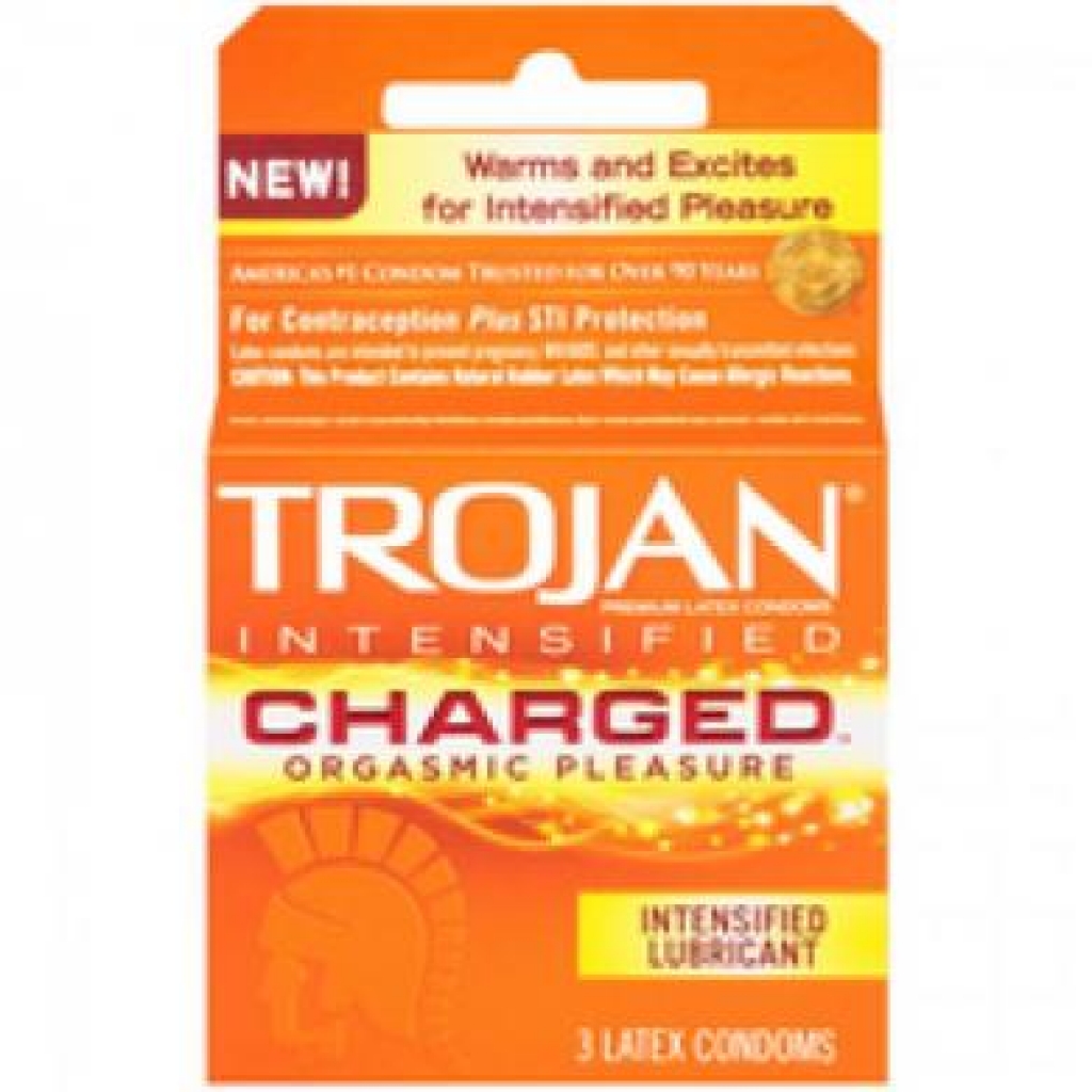 Trojan Intensified Charged - 3 Pack of Pleasure-Enhancing Condoms