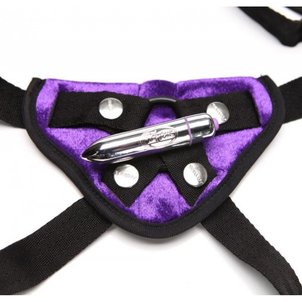 Velvet Vibrating Harness - Beginner Friendly Purple