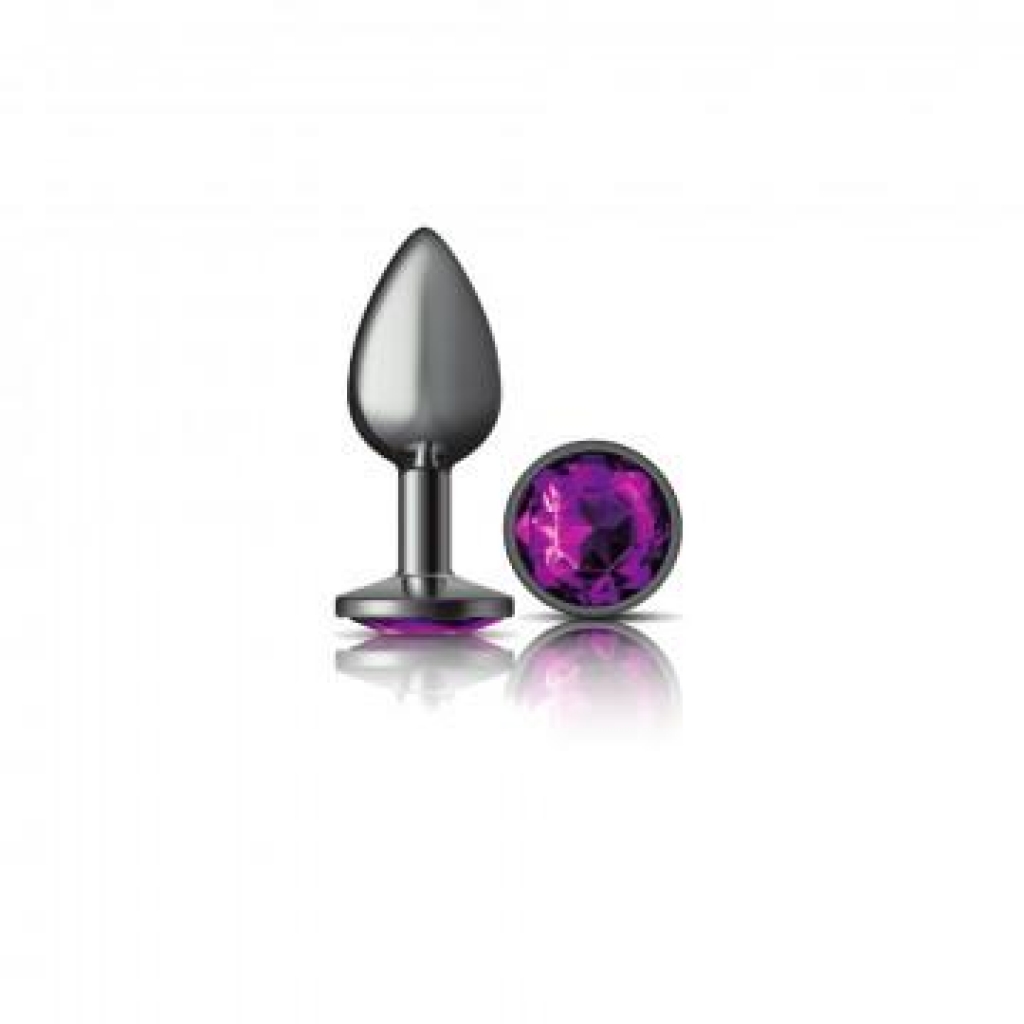 Cheeky Charms Round Purple Small Gunmetal Butt Plug - Playful Decoration