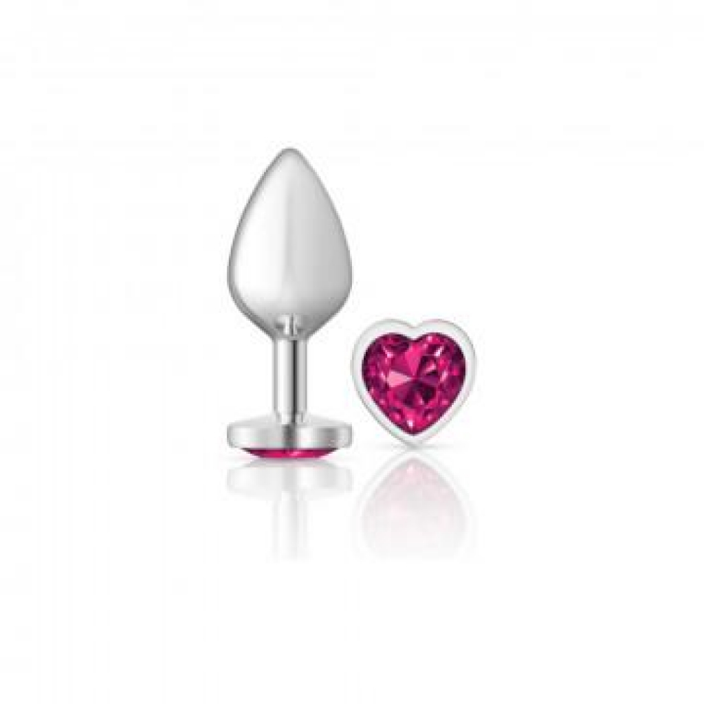 Cheeky Charms Heart Bright Pink Medium Silver Plug - Playful and Dazzling