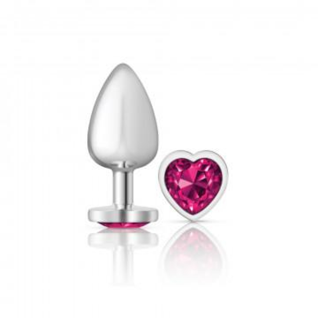 Cheeky Charms Heart Large Silver Plug - Bright Pink