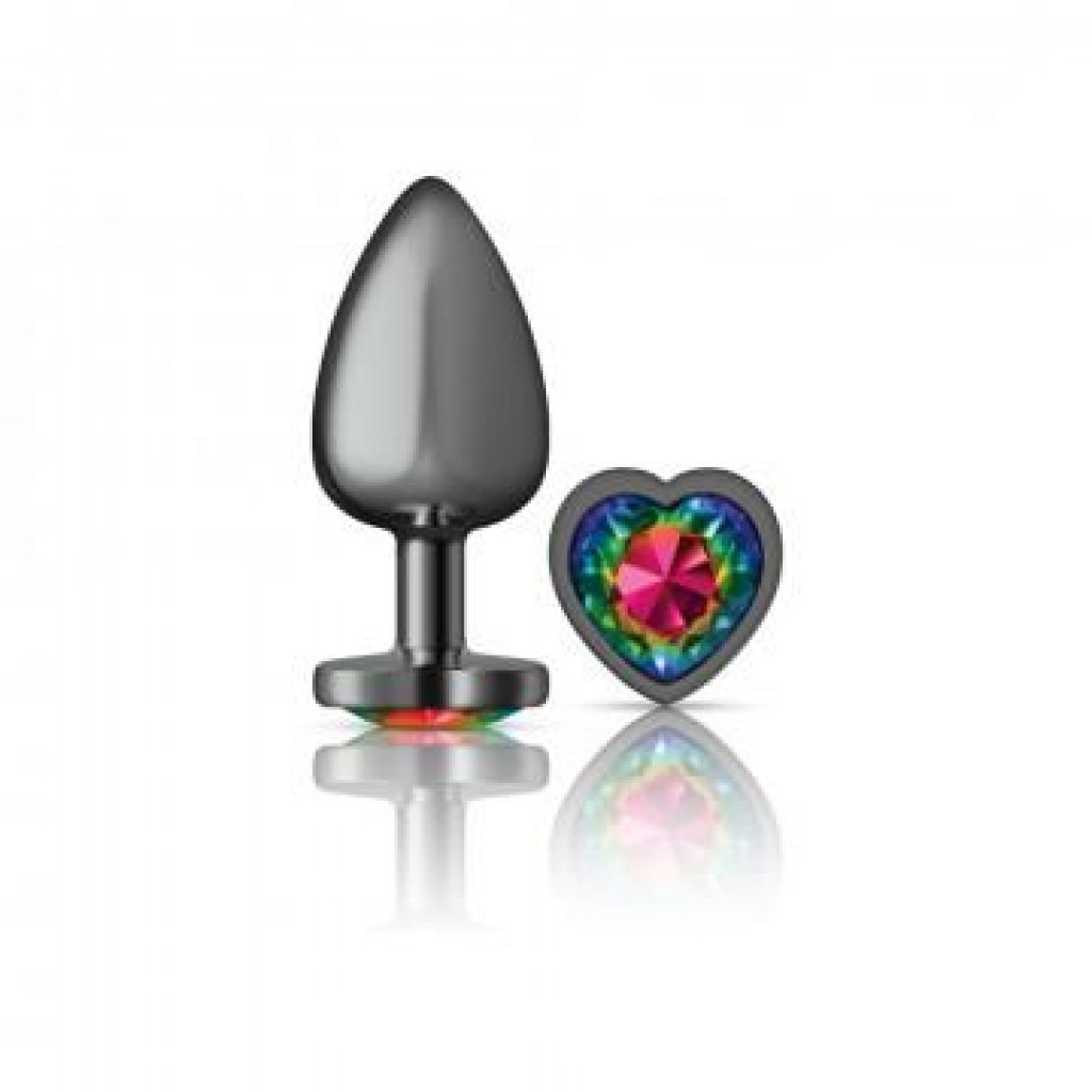 Heart Rainbow Large Gunmetal Butt Plug