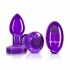 Cheeky Charms Vibrating Metal Plug - Purple Small with Remote