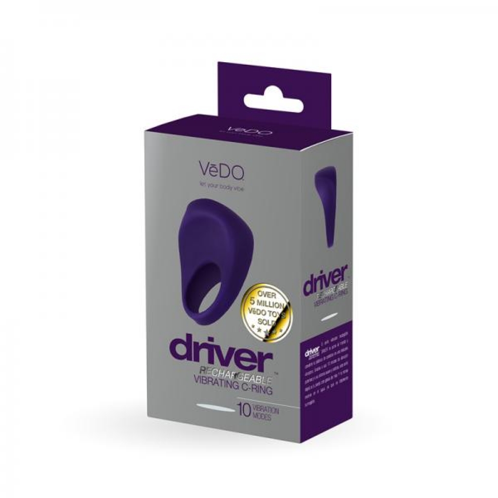 Vedo Driver Rechargeable Vibrating Penis Ring in Purple