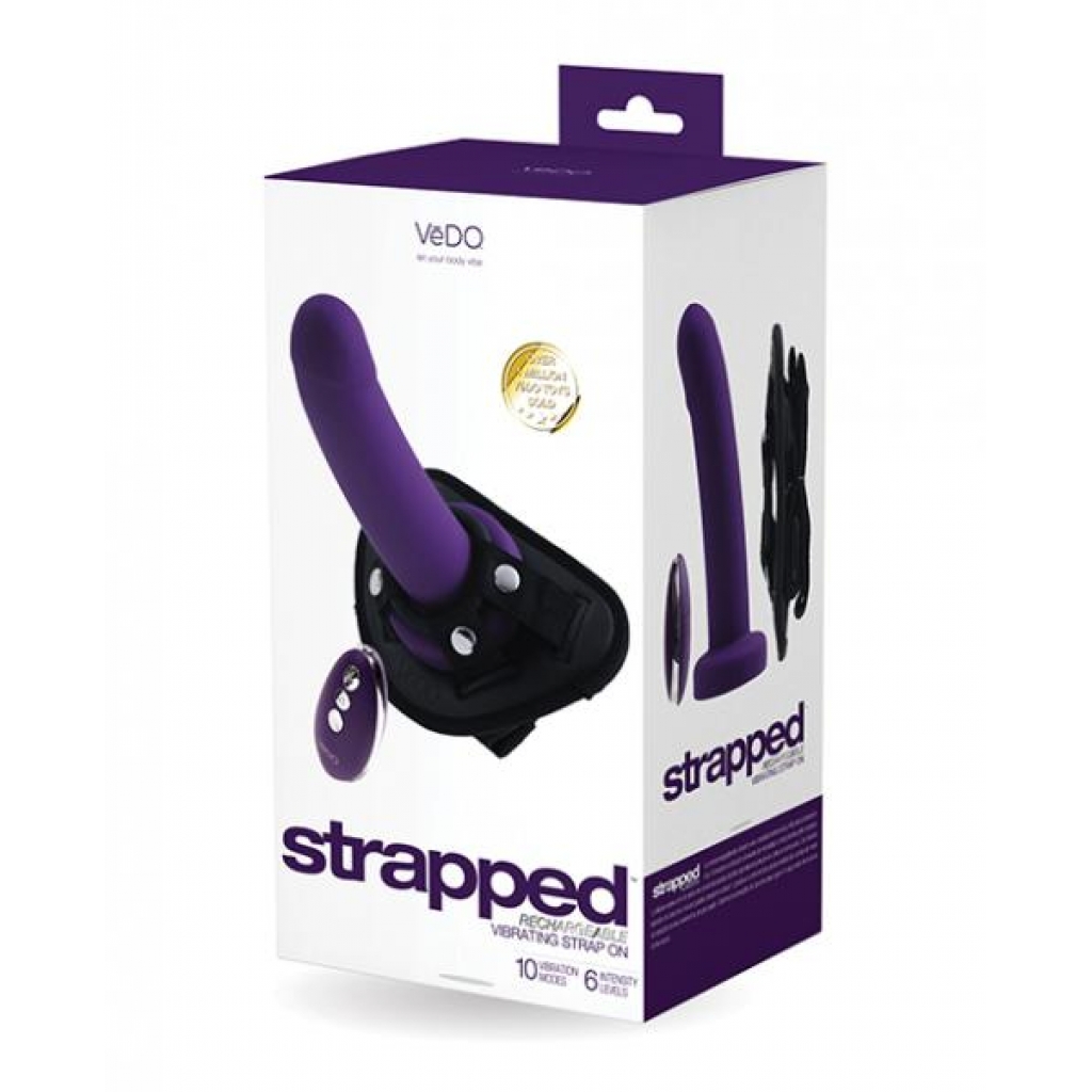 Rechargeable Strap-On: Vedo Strapped - Deep Purple