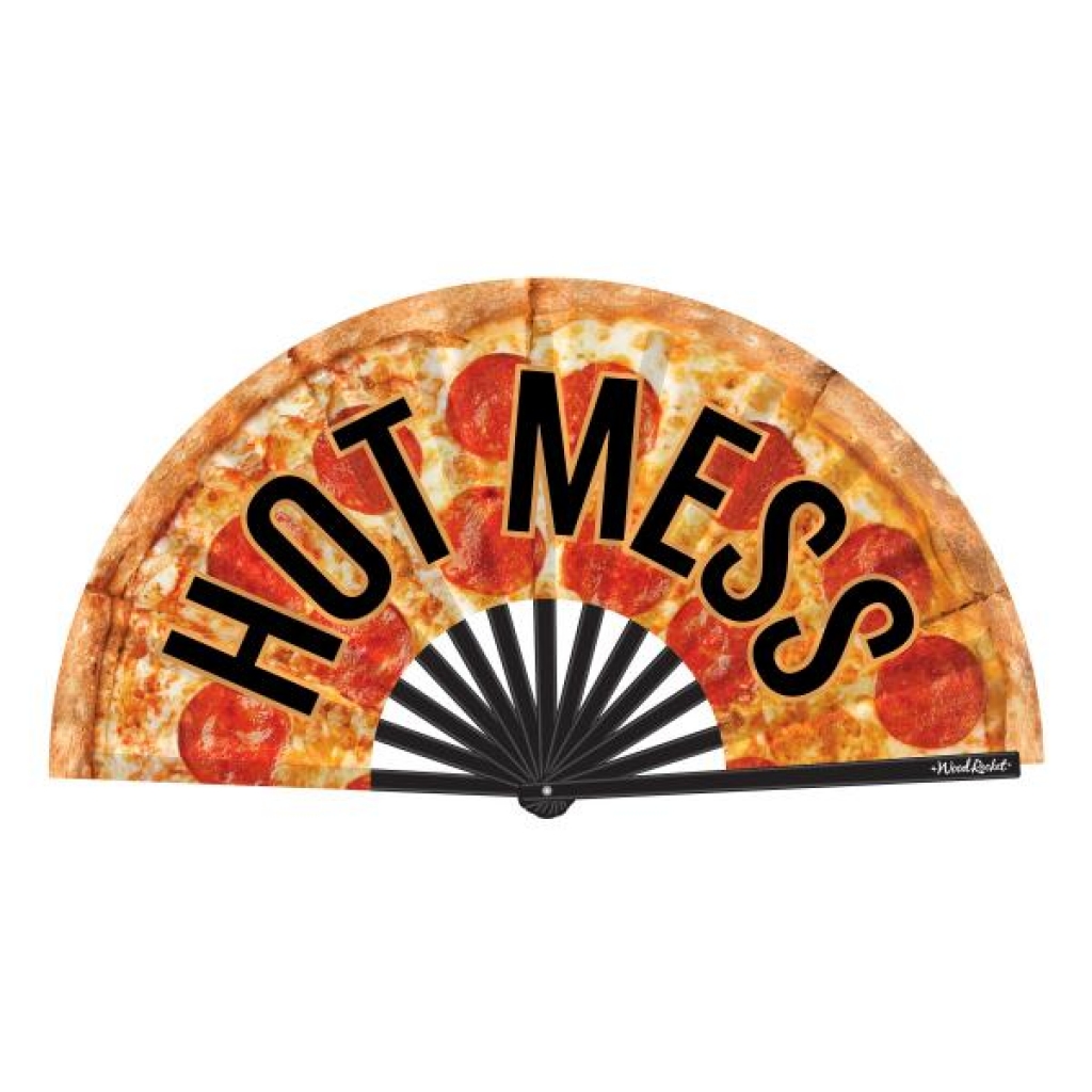 Fun & Quirky Hot Mess Hand Fan (Pepperoni Pizza Design)