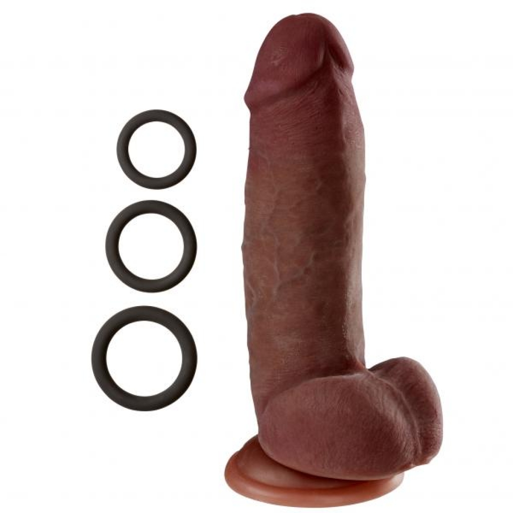 Cloud 9 Dual Density Real Touch Dildo with Balls 8 inches Brown
