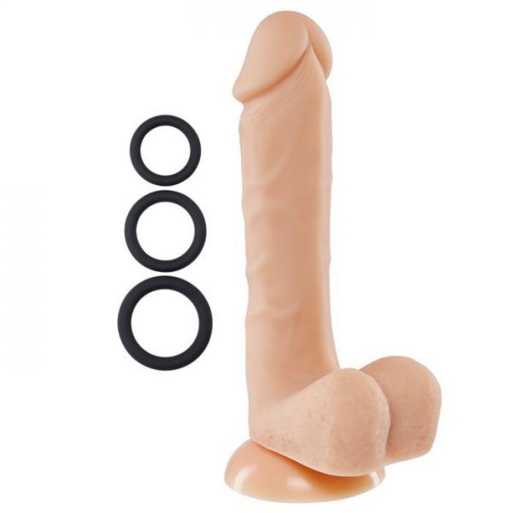 Pro Sensual Premium 8-Inch Silicone Dong with 3 C-Rings - Beige