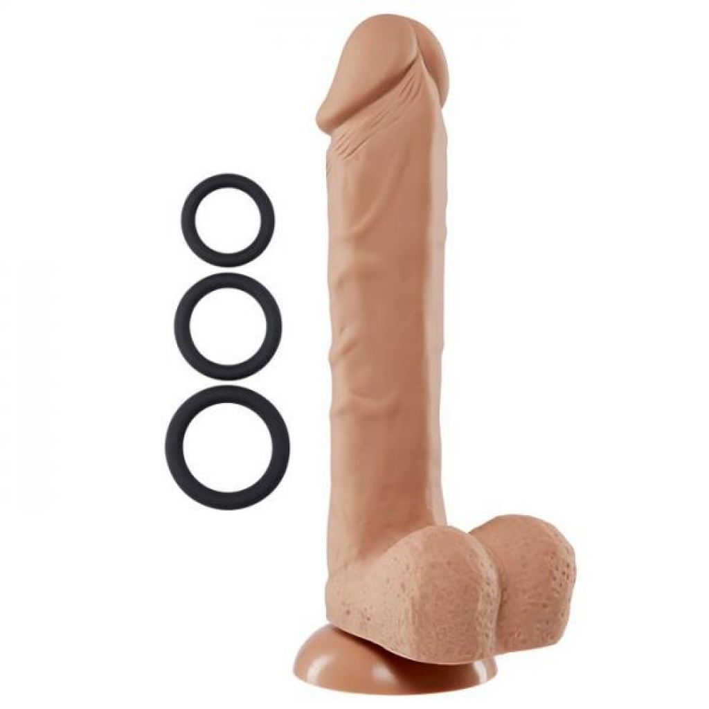 Pro Sensual Premium Silicone Dong with 3 C-Rings - Tan