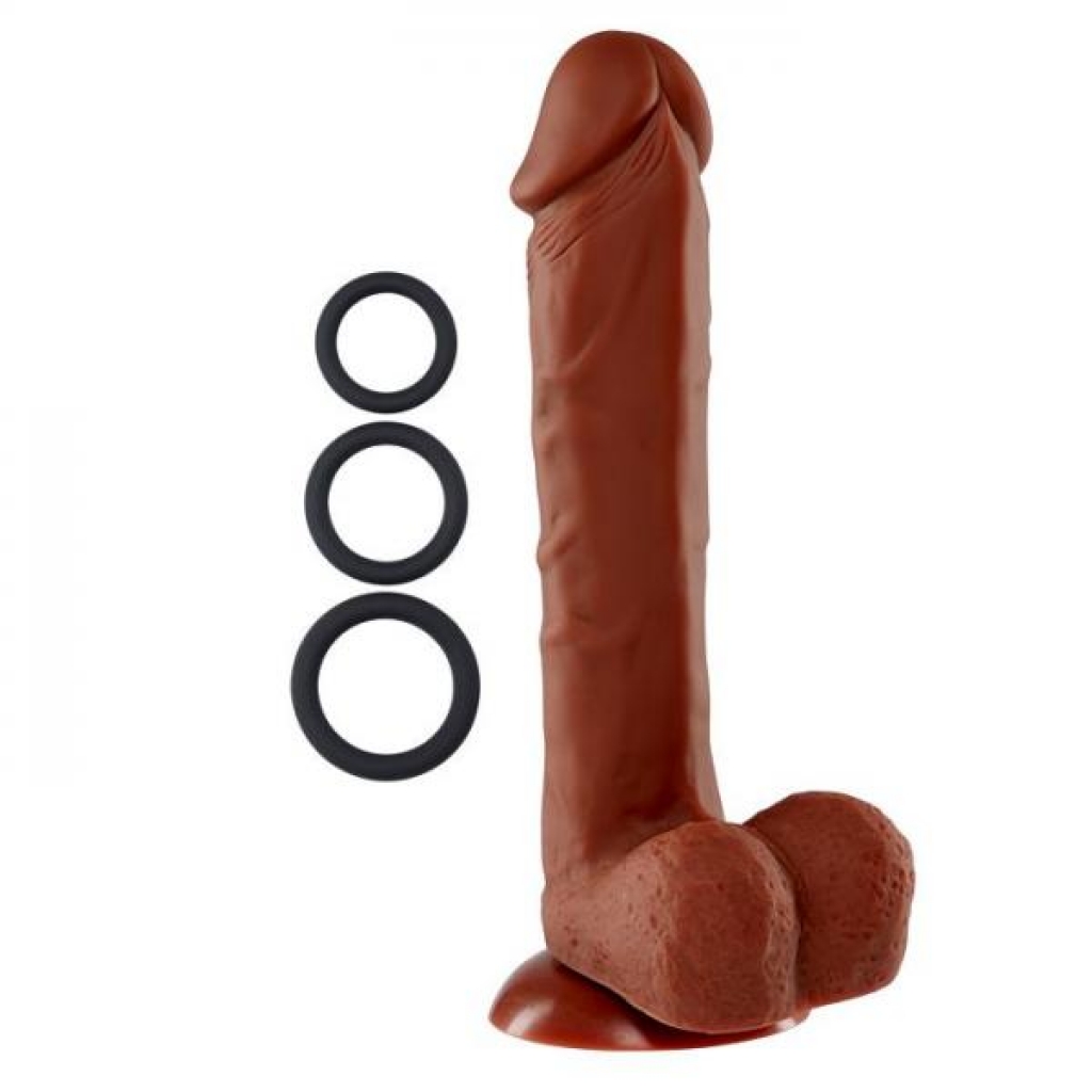 Pro Sensual Premium Silicone Dong Brown 9 Inches with 3 C-Rings - Supreme Realism