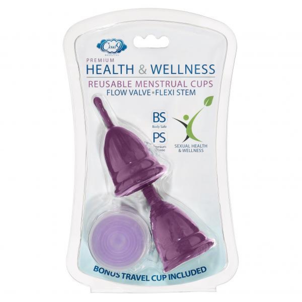 Cloud 9 Health & Wellness Reusable Menstrual Cups – 3 Pack with Bonus Travel Cup & Case