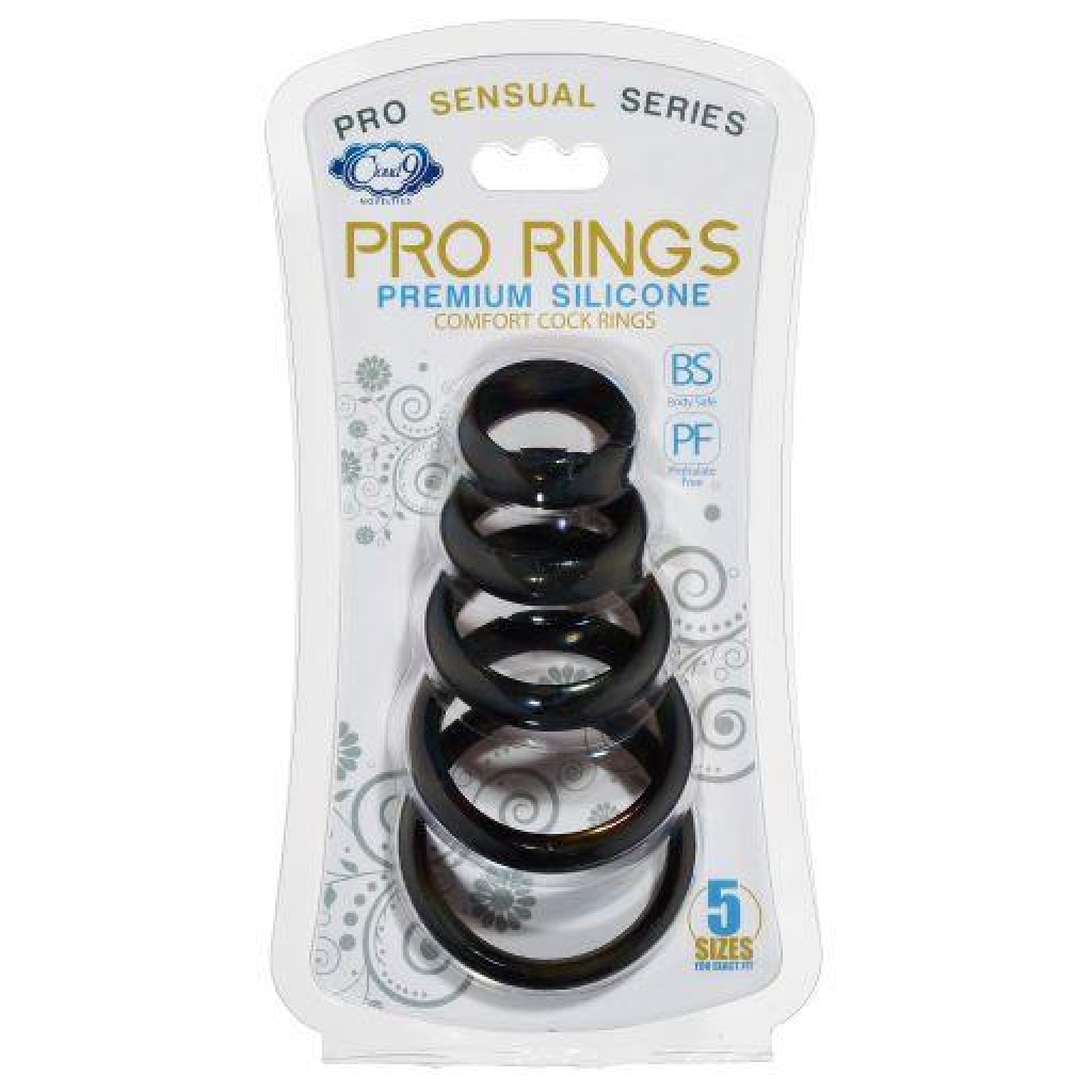 Cloud 9 Comfort Penis Rings W/flat Back 5-pk Pro Sensual Line