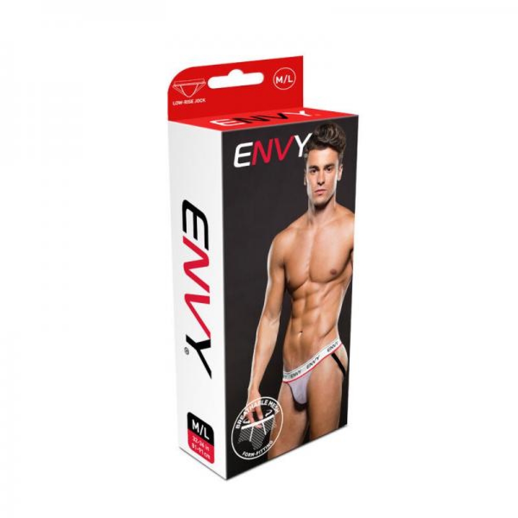 Envy Logo Elastic Lowrise Mesh Jock - M/L White