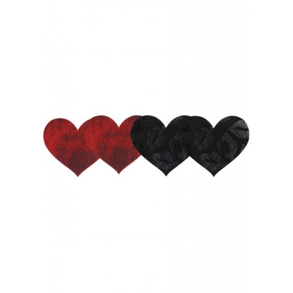 Stolen Kisses Hearts Pasties - Red and Black (2 Pack)