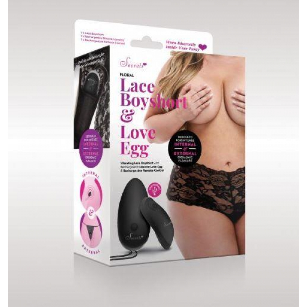 Secrets Vibrating Floral Lace Boy Short - Rechargeable