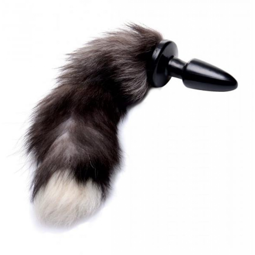 Faux Foxy Butt Plug with Tail - Black/White