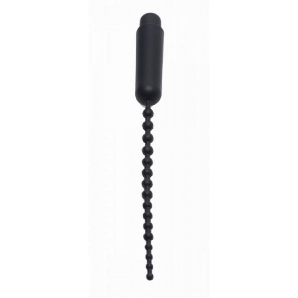 Dark Rod Vibrating Beaded Silicone Sound - Black