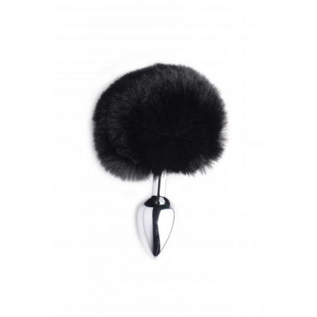 Onyx Bunny Tail Anal Plug - Black Faux Fur