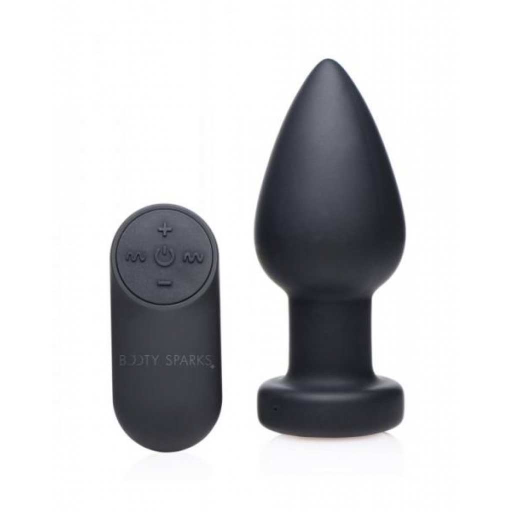 Booty Sparks LED Vibrating Silicone Plug - Large, Black