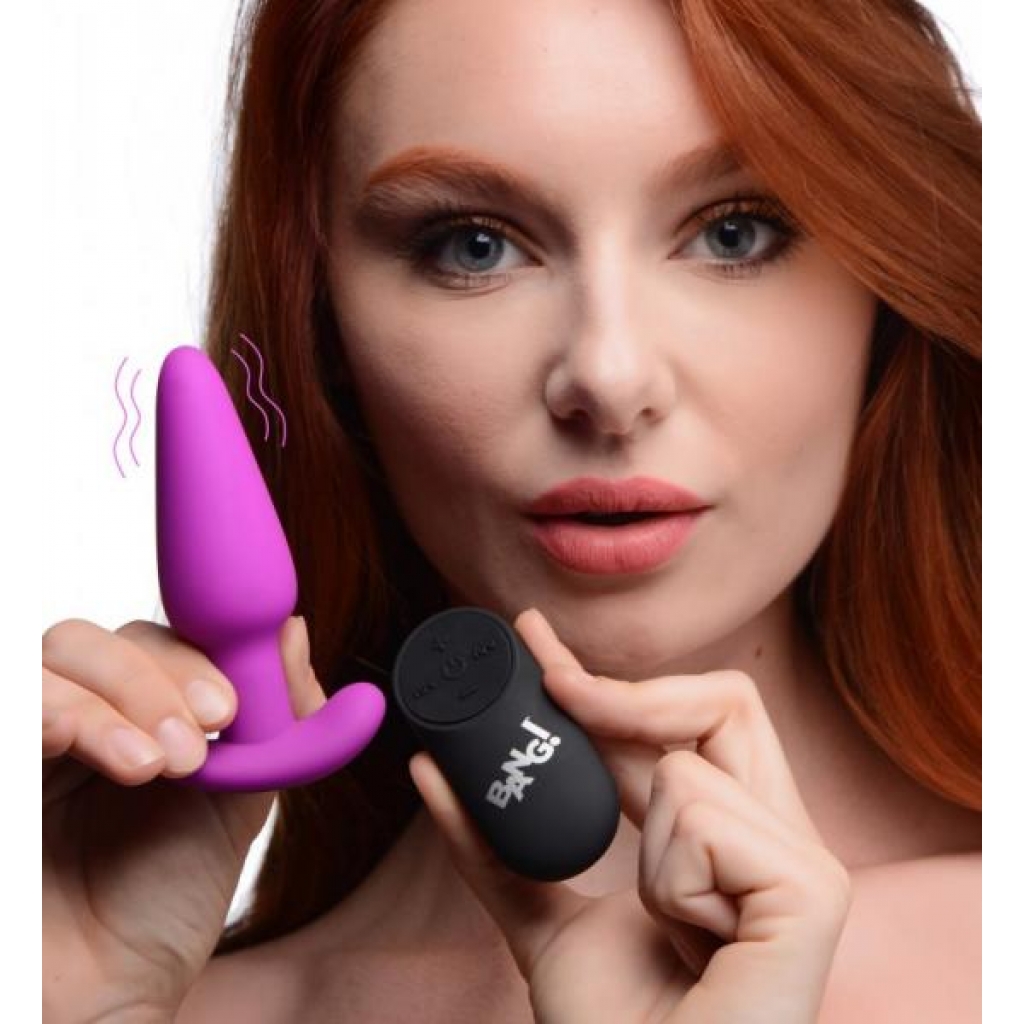 Bang! 21x Vibrating Silicone Butt Plug W/ Remote Purple