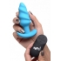 Bang! 21X Vibrating Silicone Swirl Butt Plug with Remote - Blue