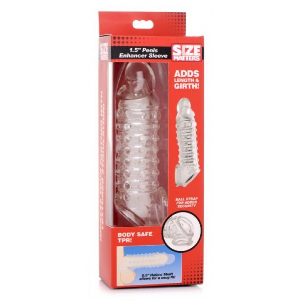 Size Matters 1.5in Clear Penis Enhancer Sleeve