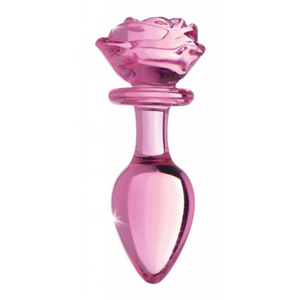 Booty Sparks Pink Rose Glass Large Anal Plug