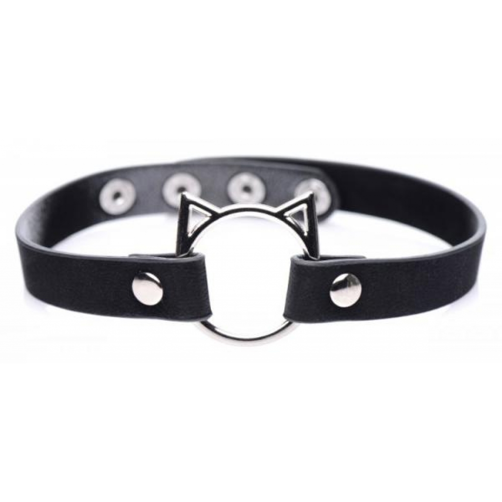 Master Series Kinky Kitty Ring Slim Choker - Black