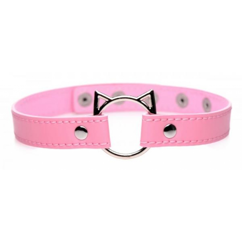 Master Series Kinky Kitty Ring Slim Choker - Pink