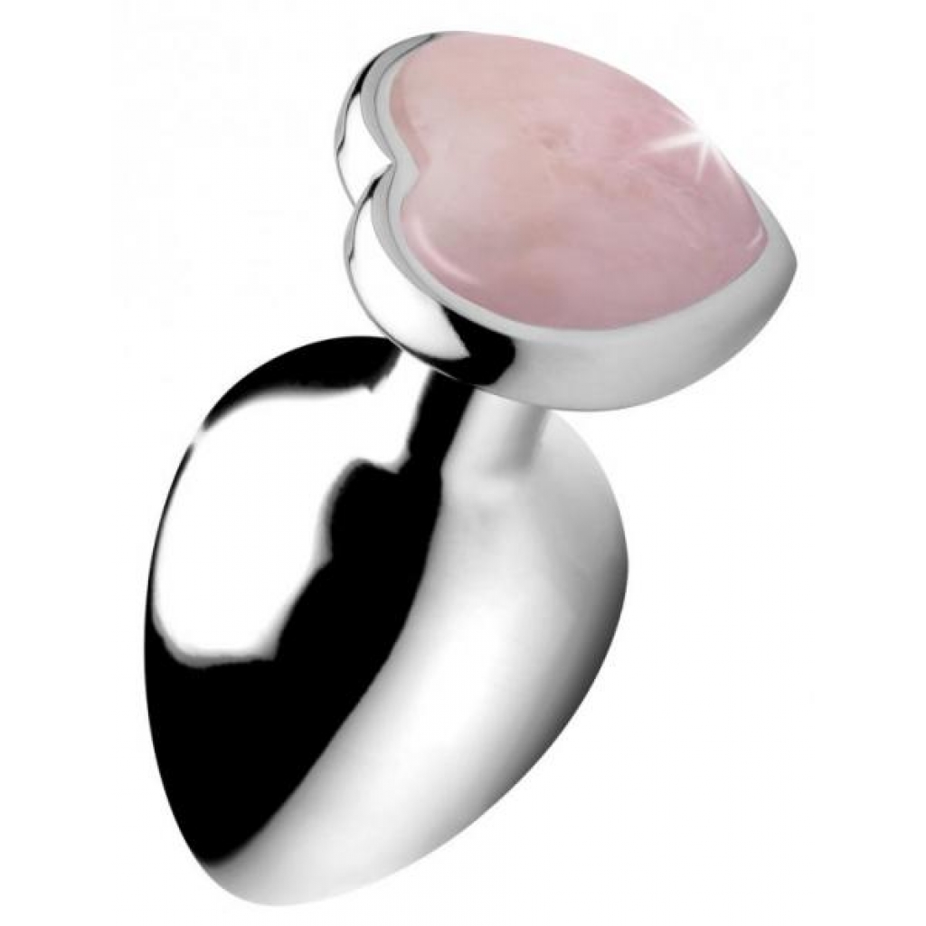 Booty Sparks Gemstone Large Heart Anal Plug - Rose Quartz