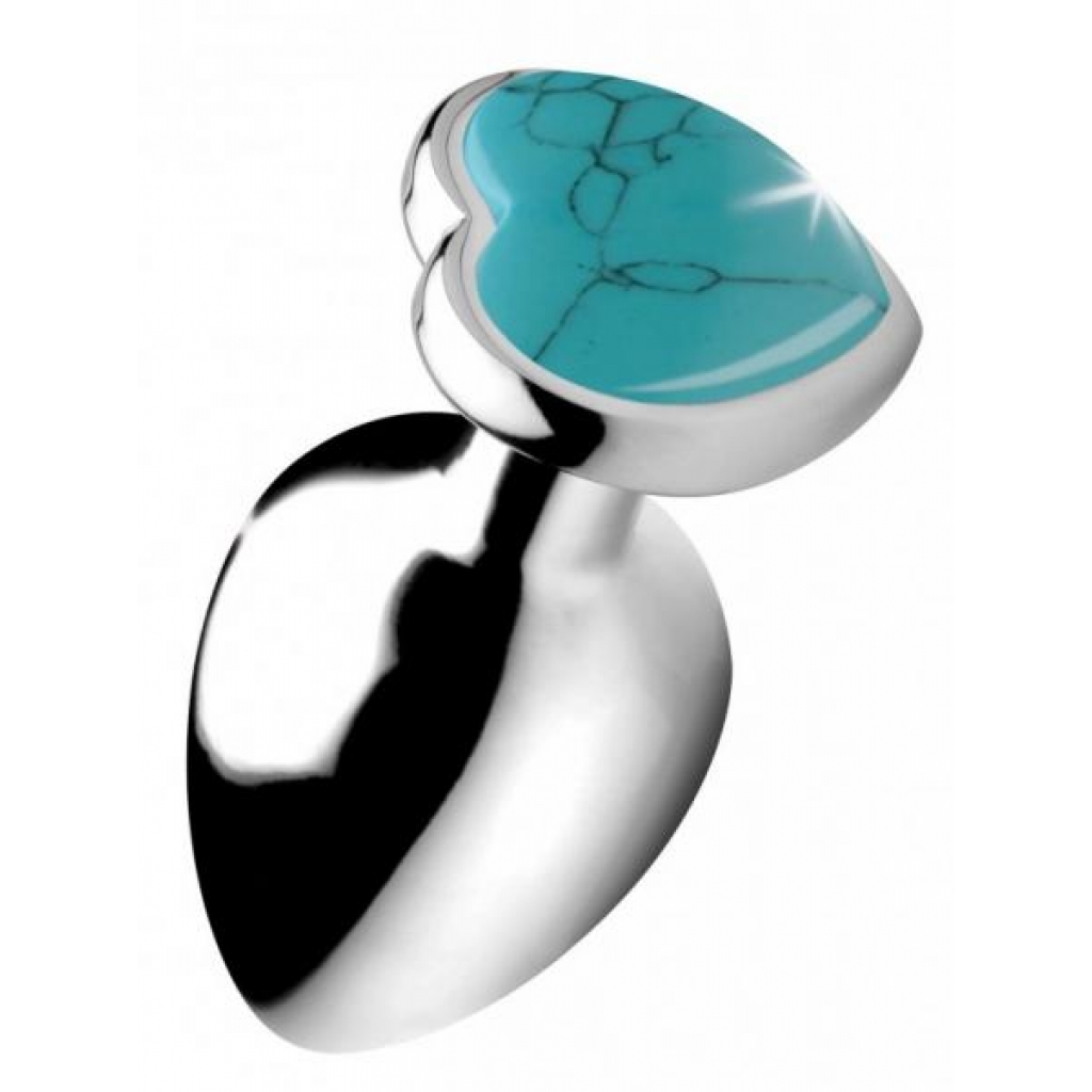 Booty Sparks Gemstone Large Heart Anal Plug - Turquoise