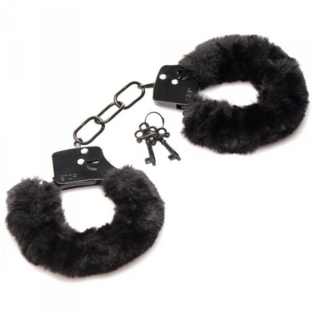 Master Series Cuffed In Fur - Furry Handcuffs - Black