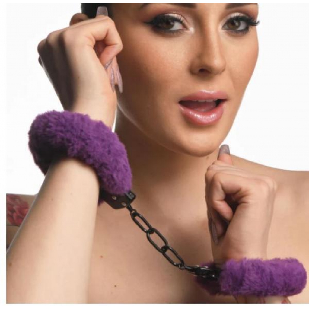 Master Series Cuffed In Fur - Furry Handcuffs Purple