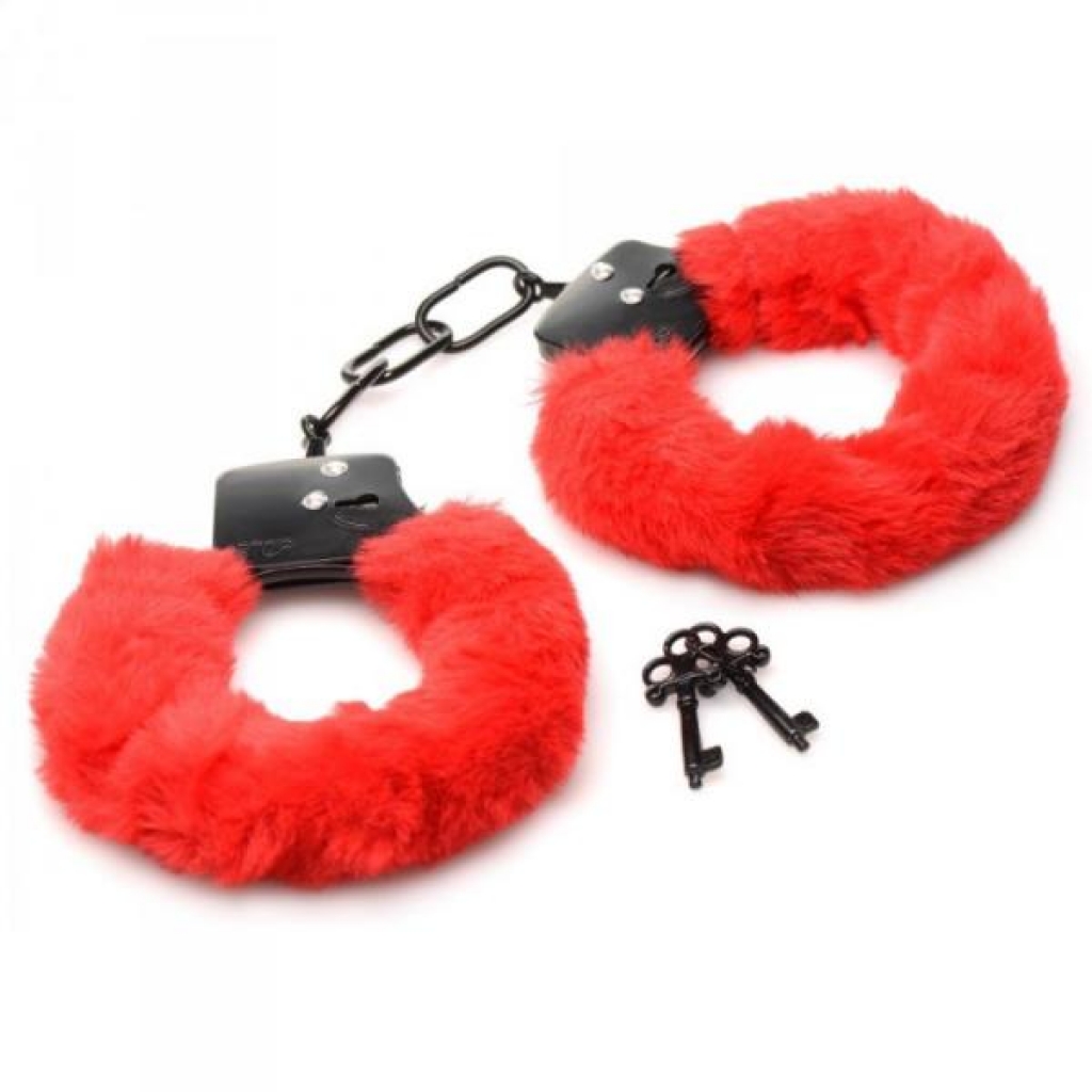 Master Series Cuffed In Furry Handcuffs - Red