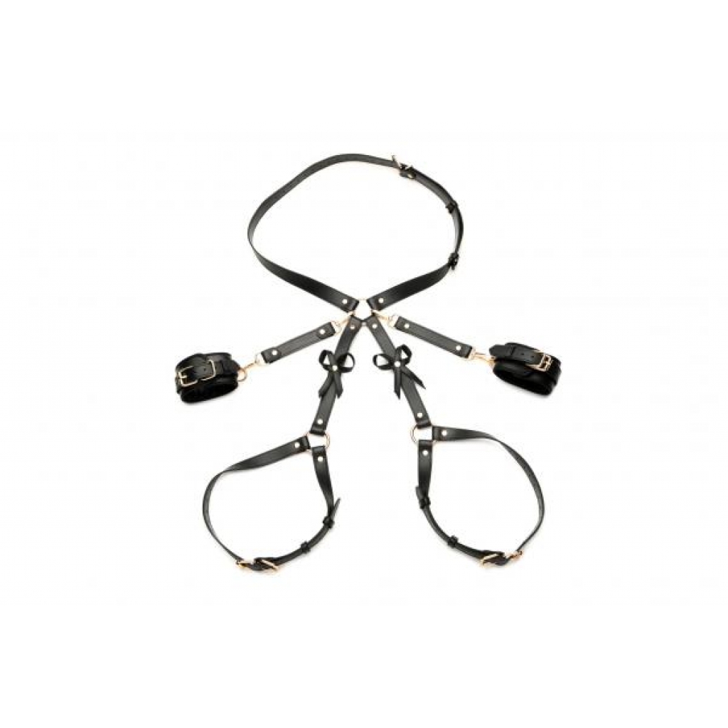 Strict Bondage Harness With Bows - Black XL/2XL